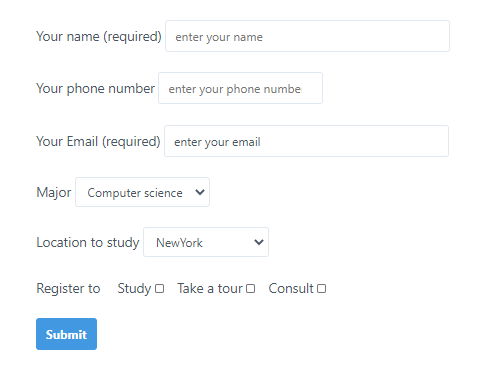 O formulário de contato que criei com o plugin Contact form 7