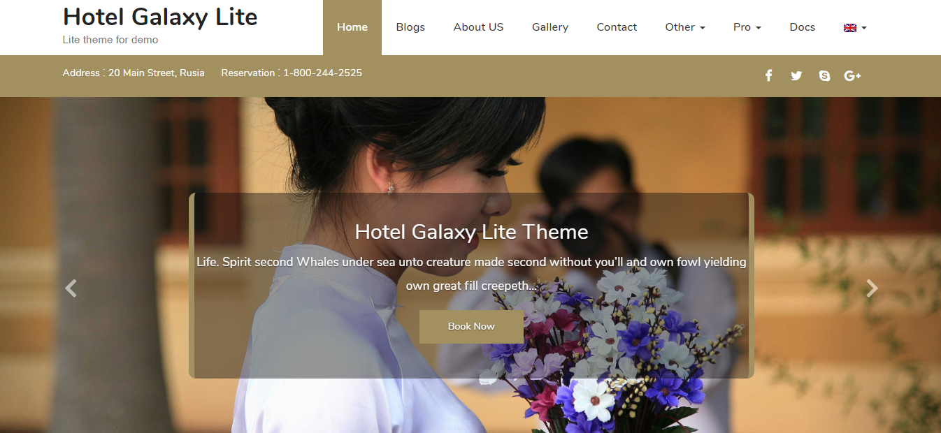 Hotel Galaxy - это бесплатная тема WordPress с чистым и просторным дизайном.