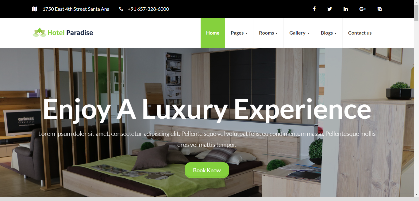 Hotel Paradise - это чистая и свежая тема WordPress для отелей, которая предоставляется бесплатно.