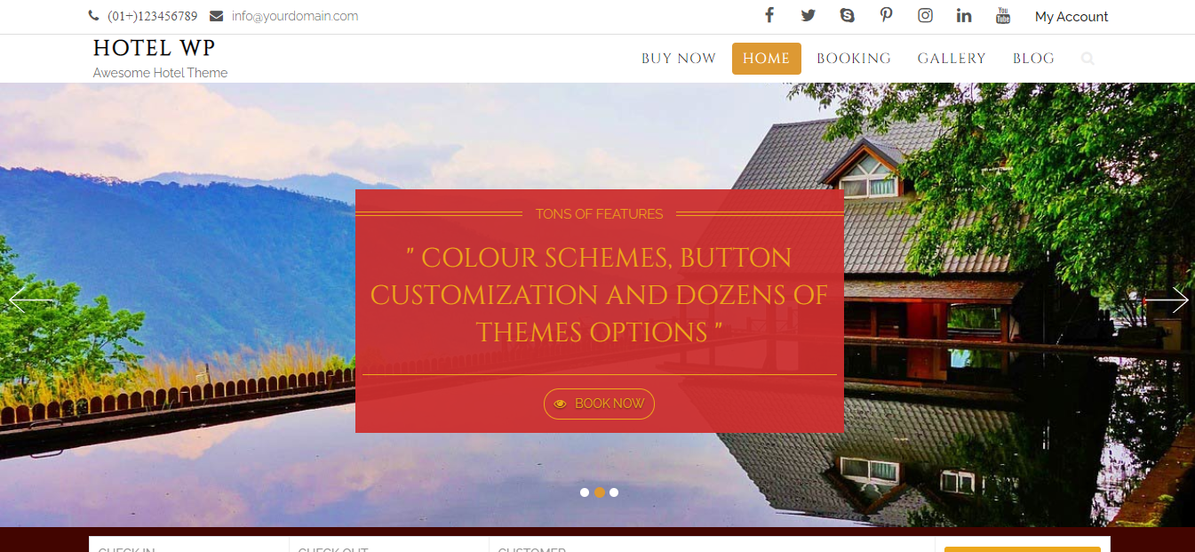 Hotel WP Lite - бесплатная тема WordPress, разработанная для сайтов, связанных с отелями.