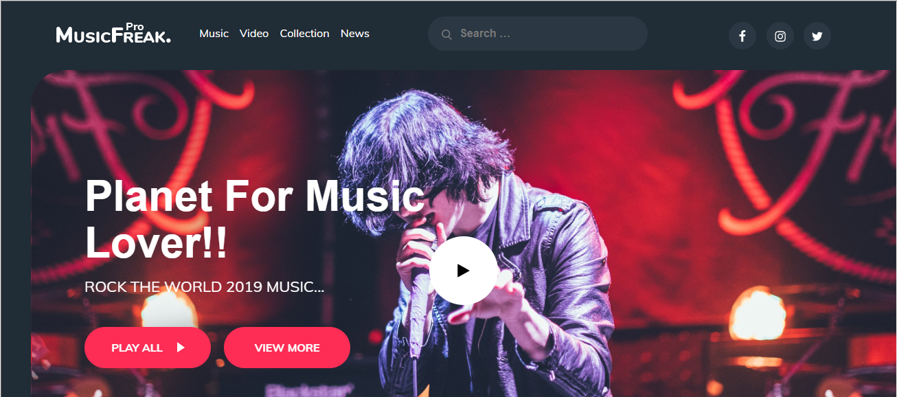 Music Freak은 어둡고 현대적인 디자인의 무료 음악 WordPress 테마입니다.