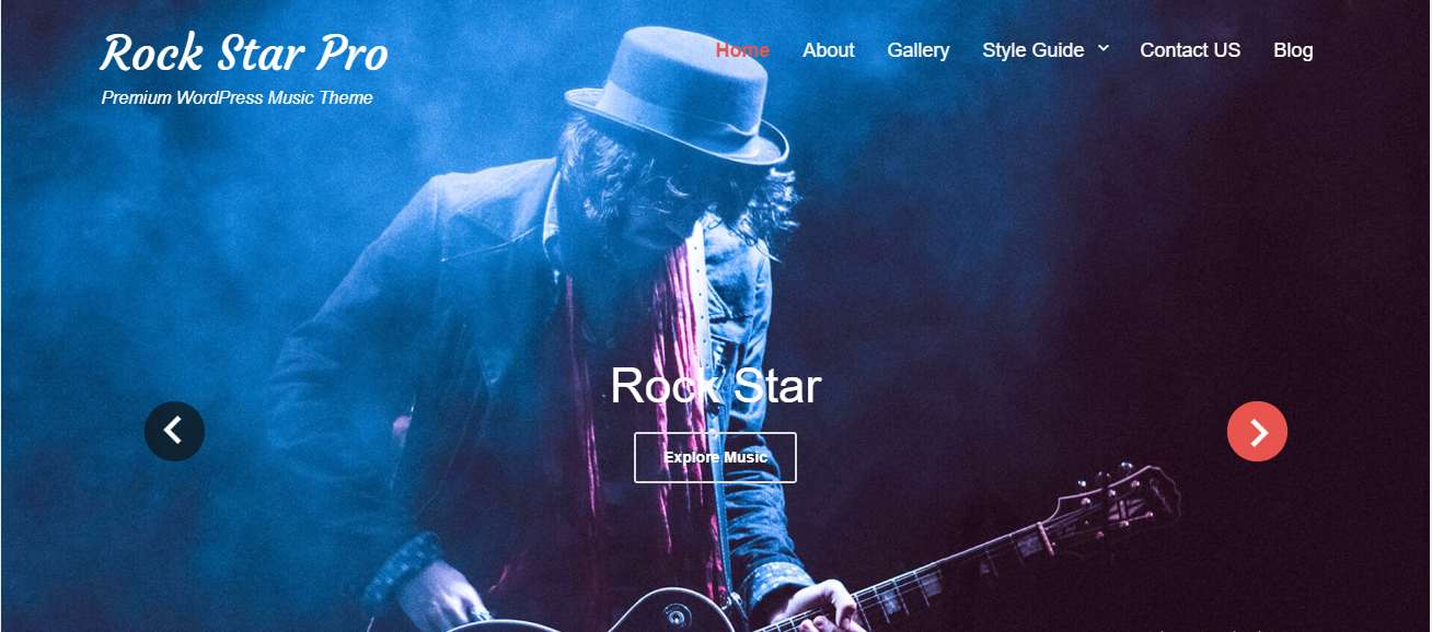 Rock Star 테마는 록 음악을 연주하는 밴드, 아티스트 또는 음악가의 강력하고 자유로우며 활기찬 스타일을 가지고 있습니다.