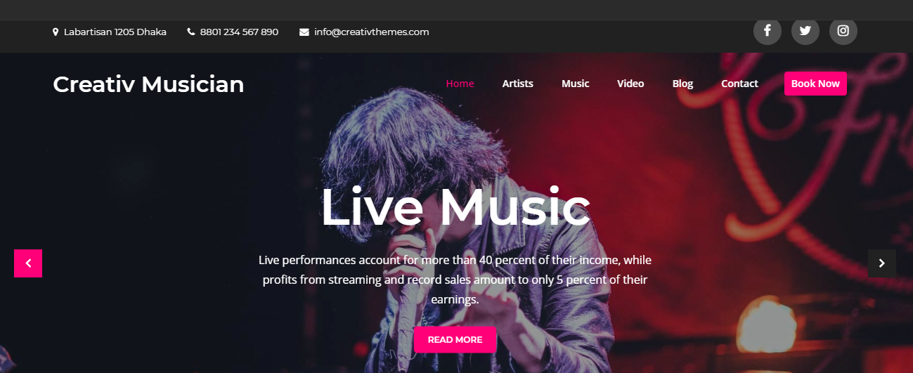 Creative Musician은 단순하고 적응 가능한 디자인의 완전한 기능을 갖춘 음악 테마입니다.