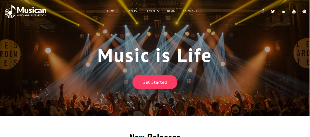 Musican은 최신 디자인 트렌드를 제공하는 무료 음악 WordPress 테마입니다.