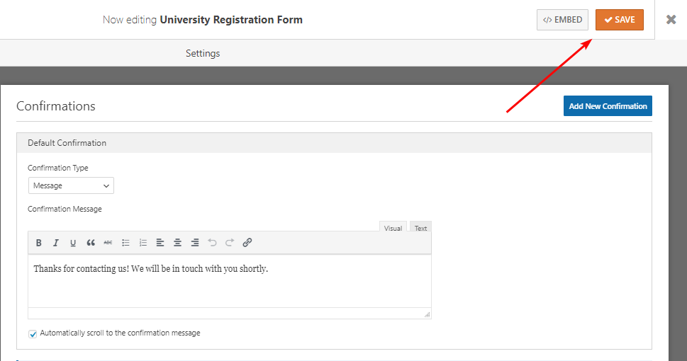 WPFormsの設定を保存します