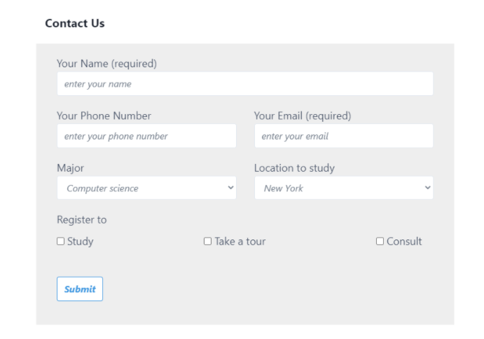 WPFormsプラグインを使用して大学登録連絡フォームを作成する