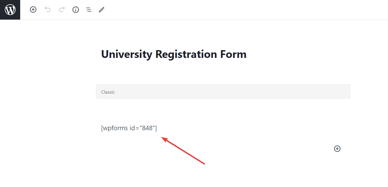 WordPressウェブサイトの投稿にショートコードを貼り付けます