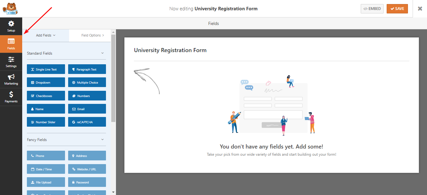 WPFormsプラグインのフィールドセクション