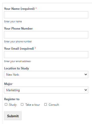 大学登録フォーム
