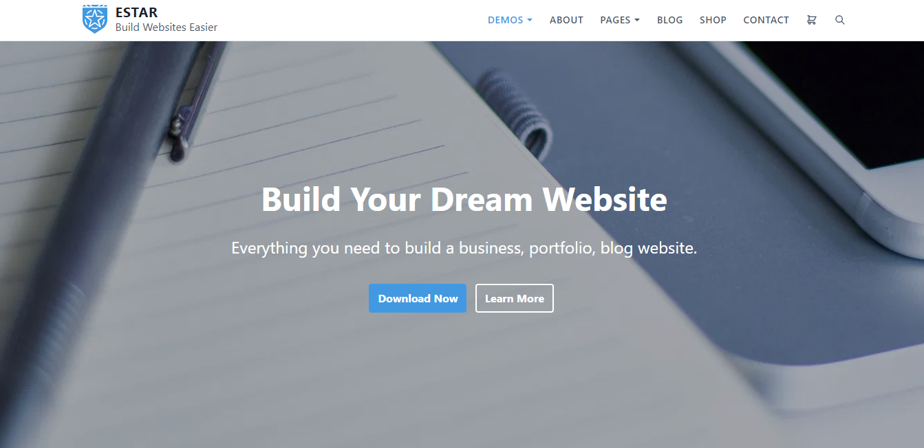 eStar ist ein kostenloses Mehrzweck-WordPress-Theme, das mit Gutenberg kompatibel ist