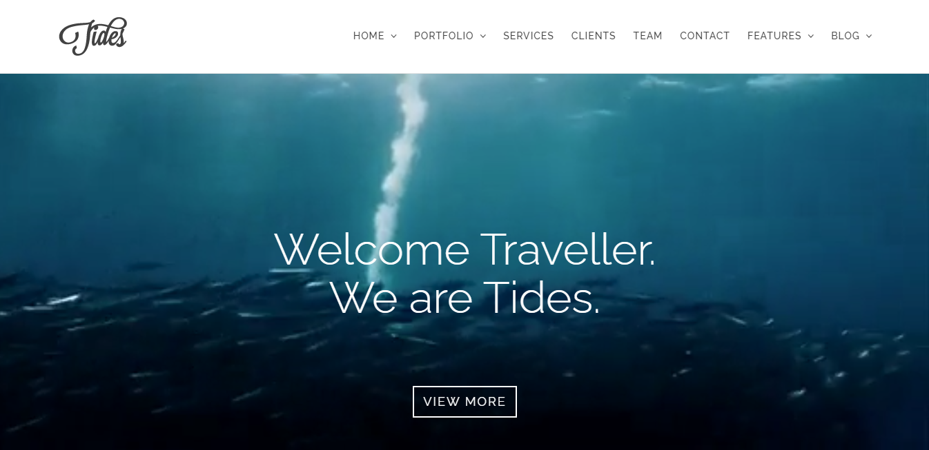 Tidesは、ビデオの背景を持つ美しい1ページのWordPressプレミアムテーマです。