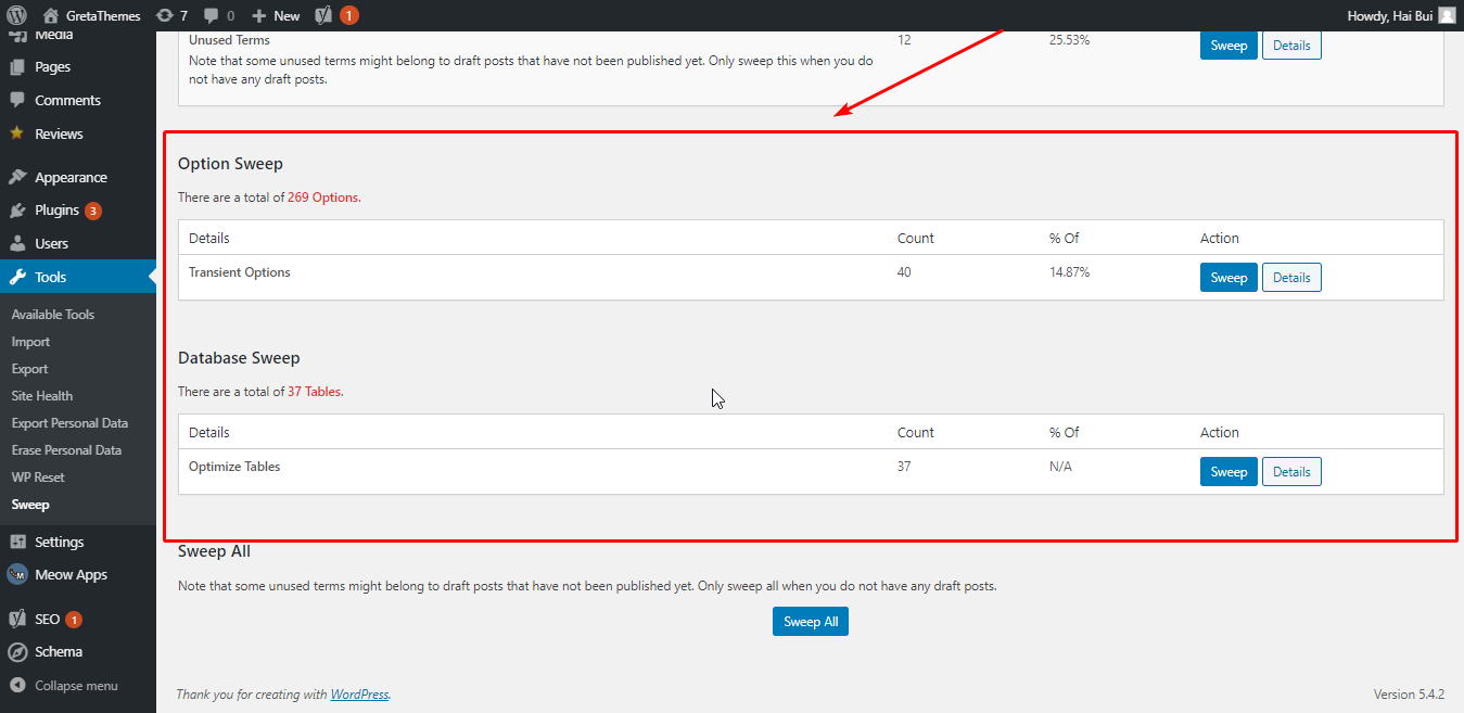 nettoyer les données inutilisées dans la mémoire transitoire et optimiser la table de base de données du site Web.