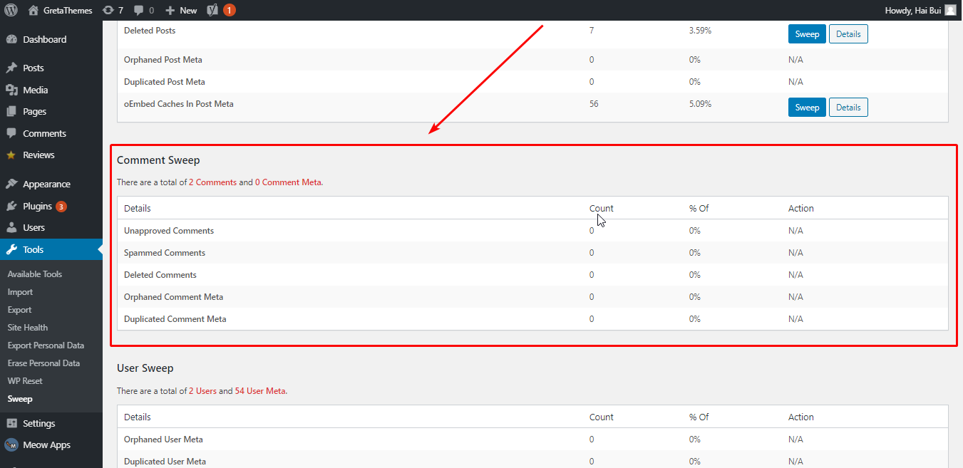 Nettoyer le balayage de commentaires dans WordPress
