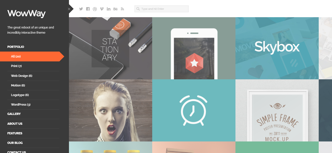 WowWay - это тема WordPress для творческих минималистичных портфолио.