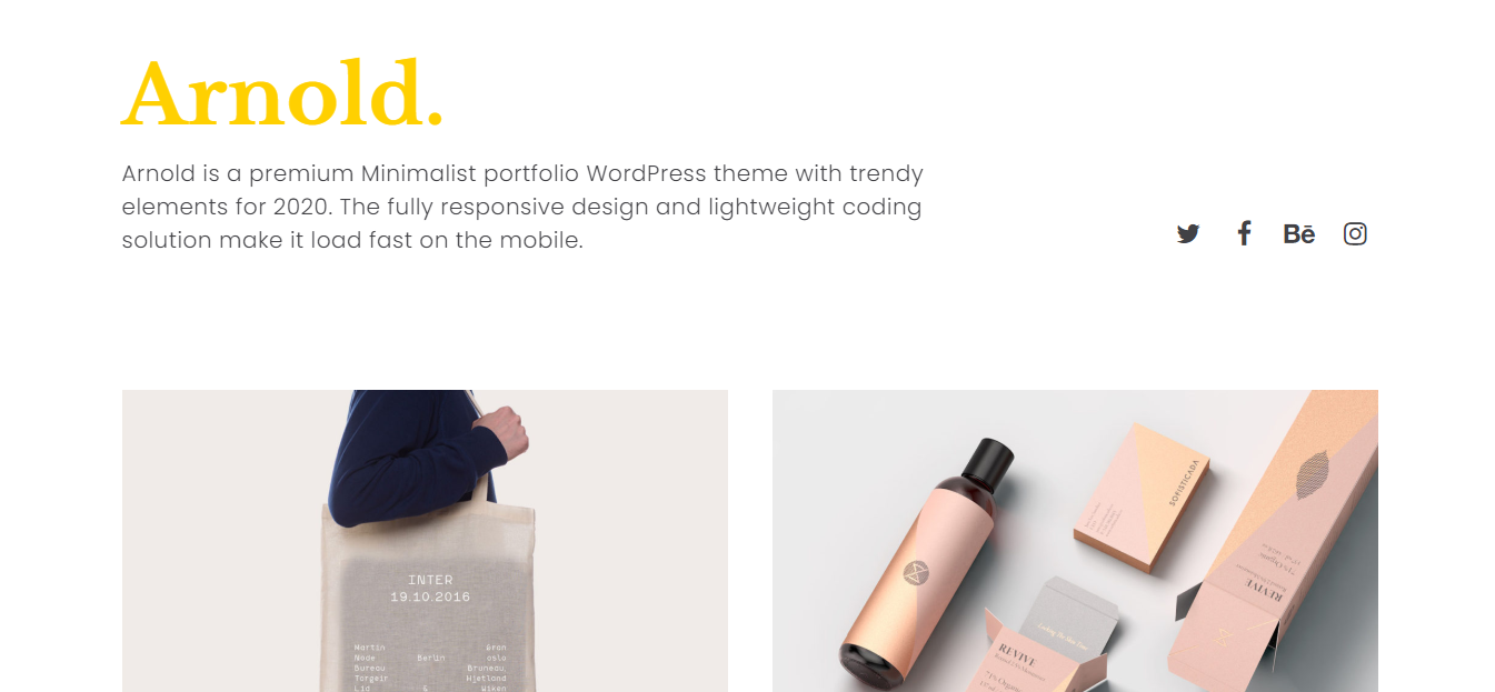 Arnold - это минималистичная и современная тема WordPress для вашего профессионального портфолио.