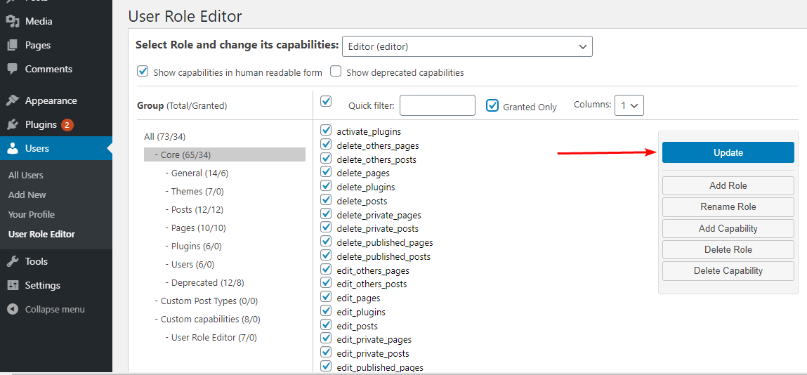 プラグインを構成した後、変更を更新します