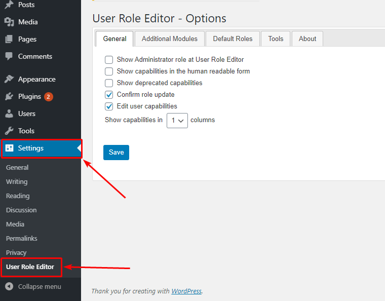 WordPressプラグインのユーザーロールエディターを設定する