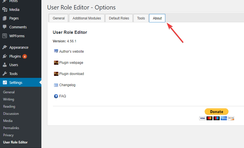 WordPressプラグインの[バージョン情報]タブを構成します