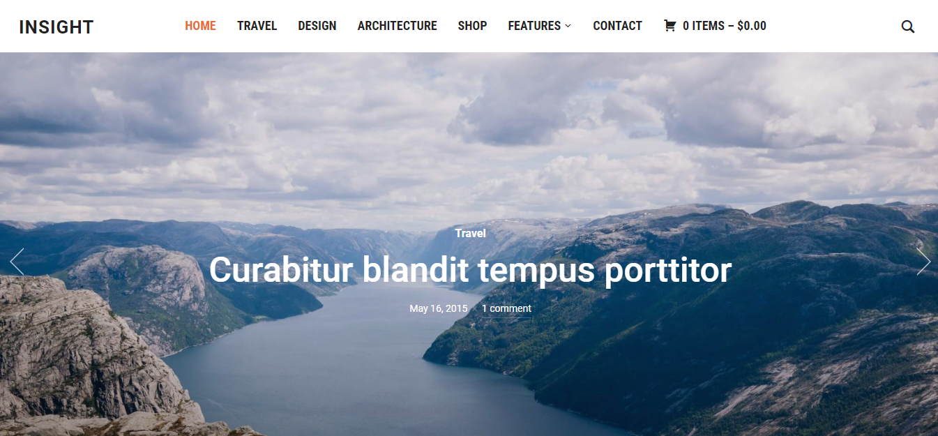 Insight, seyahat, tur, seyahat için güzel bir minimalist temadır.