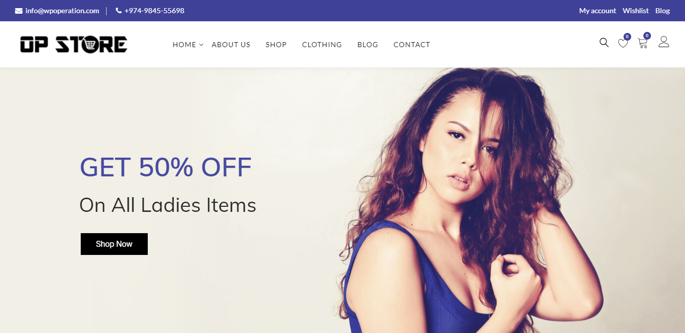 Opstore to darmowy motyw eCommerce o czystym, przewiewnym i eleganckim wyglądzie