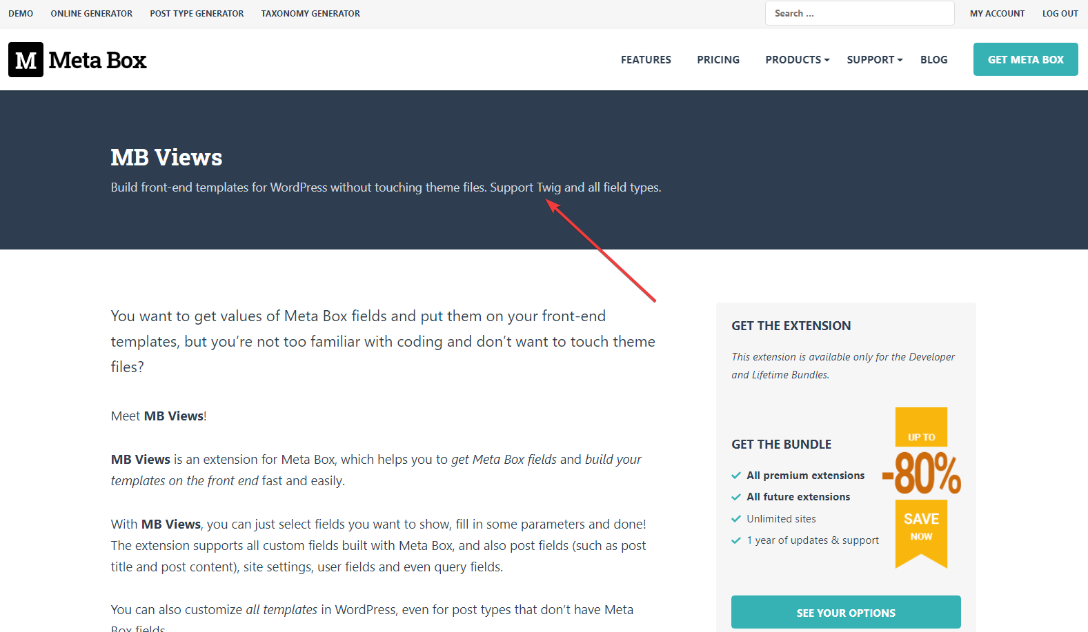 سطر وصف بسيط على الصفحة المقصودة للمنتج