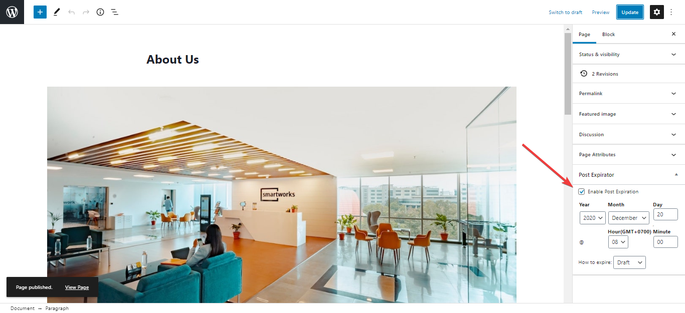 Définir des dates d'expiration pour chaque article/page