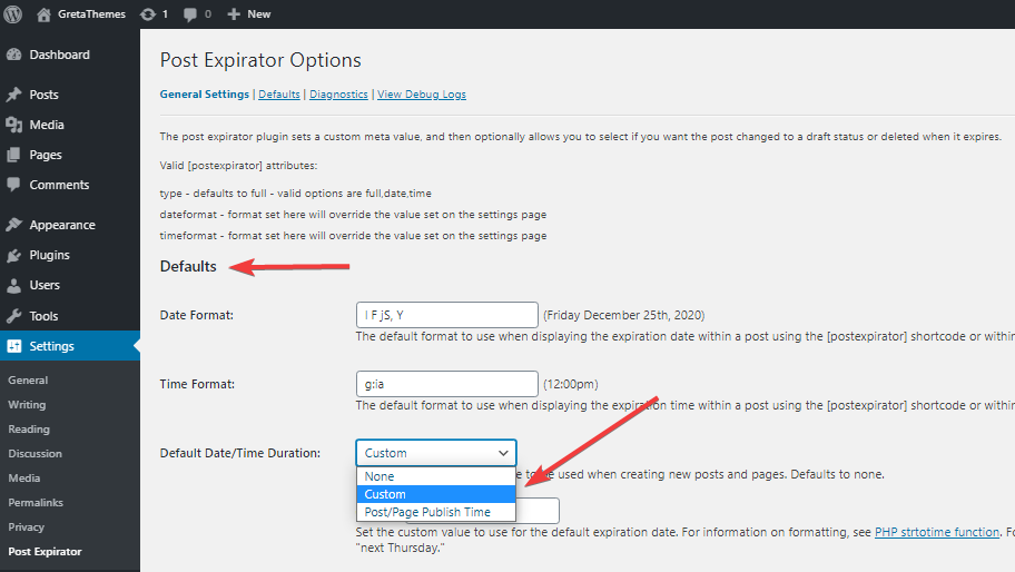 Définir une date d'expiration par défaut pour toutes les pages/articles