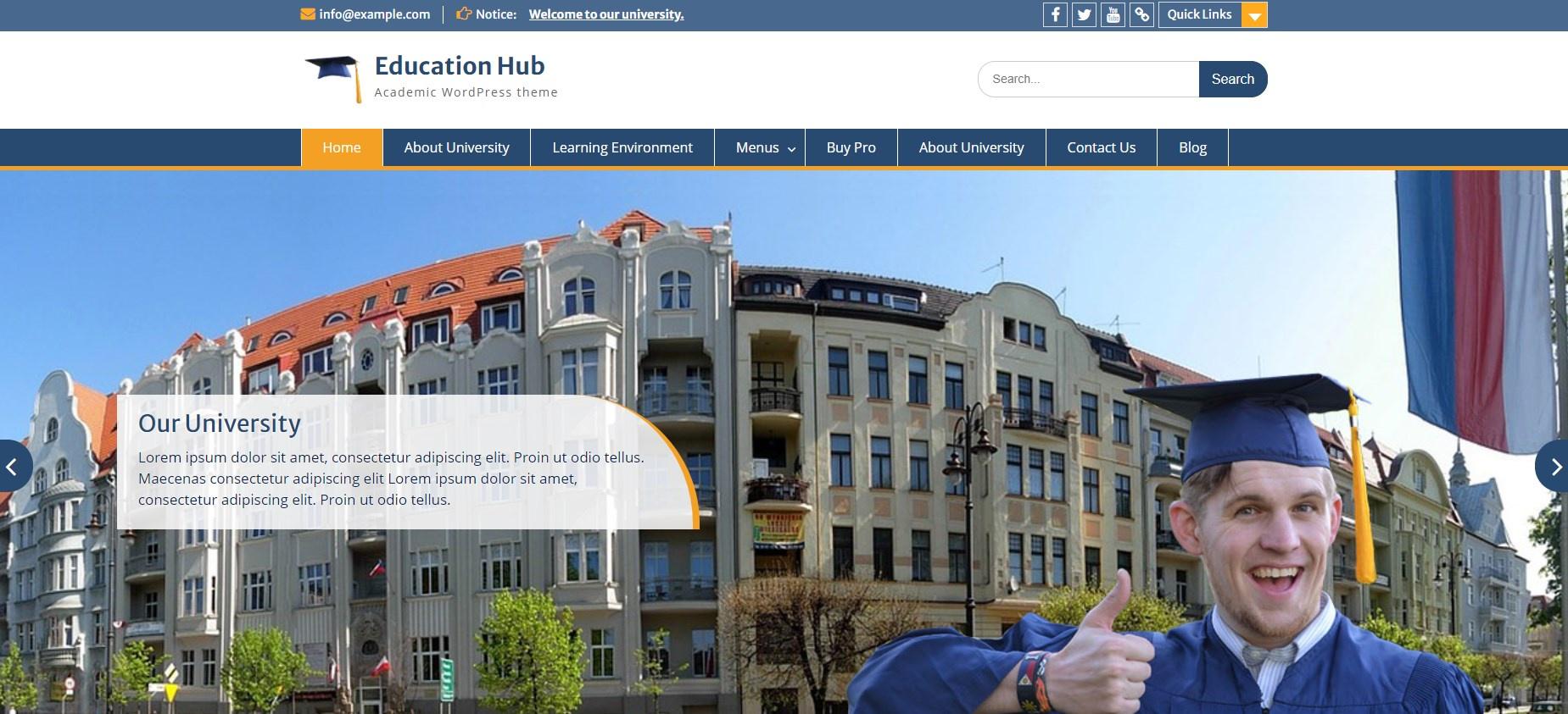 Education Hub 是一个免费的 WordPress 教育主题,它会创造一种简单、专业的感觉