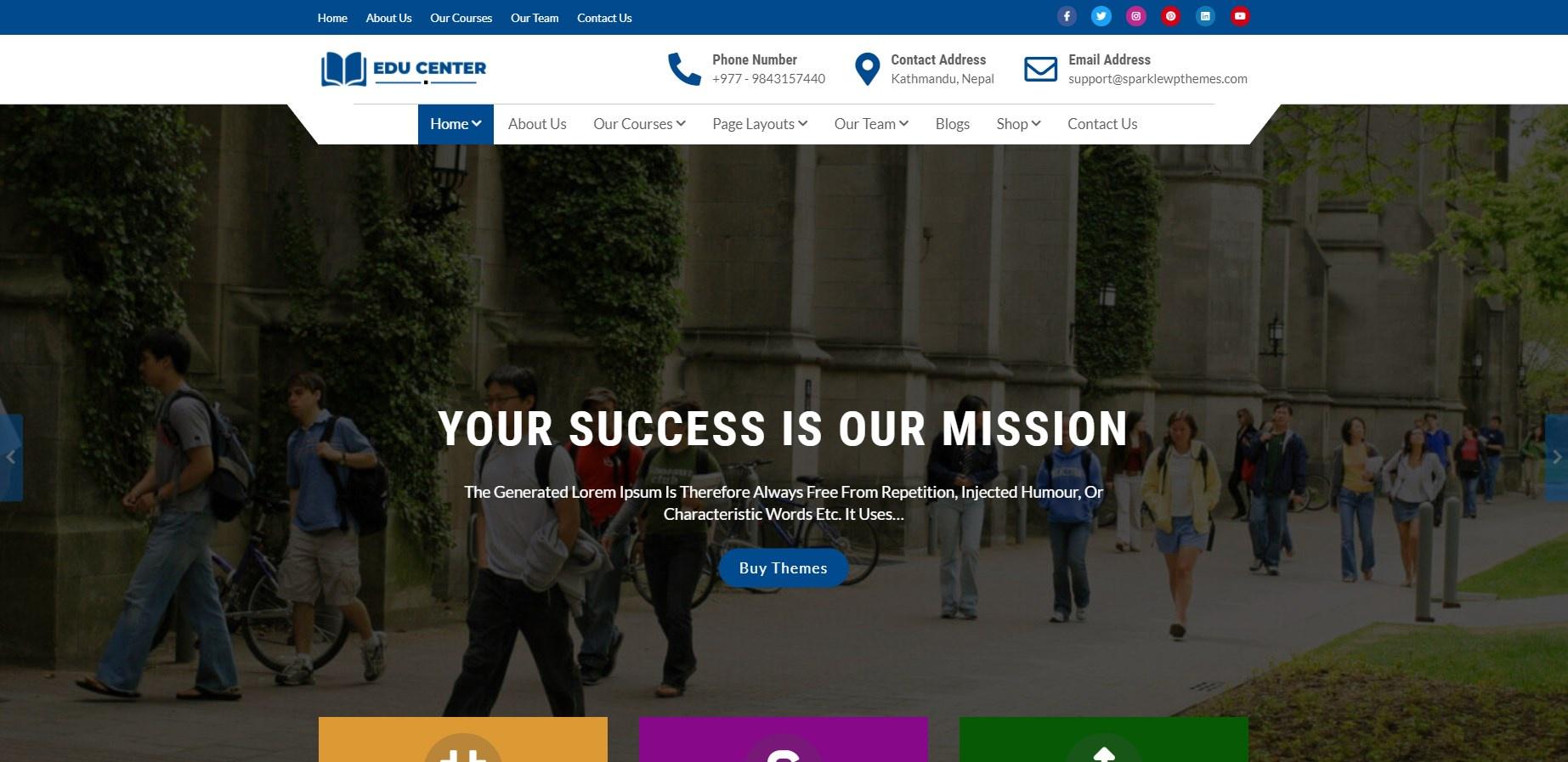 Educenter 是用于教育网站的免费 WordPress 主题