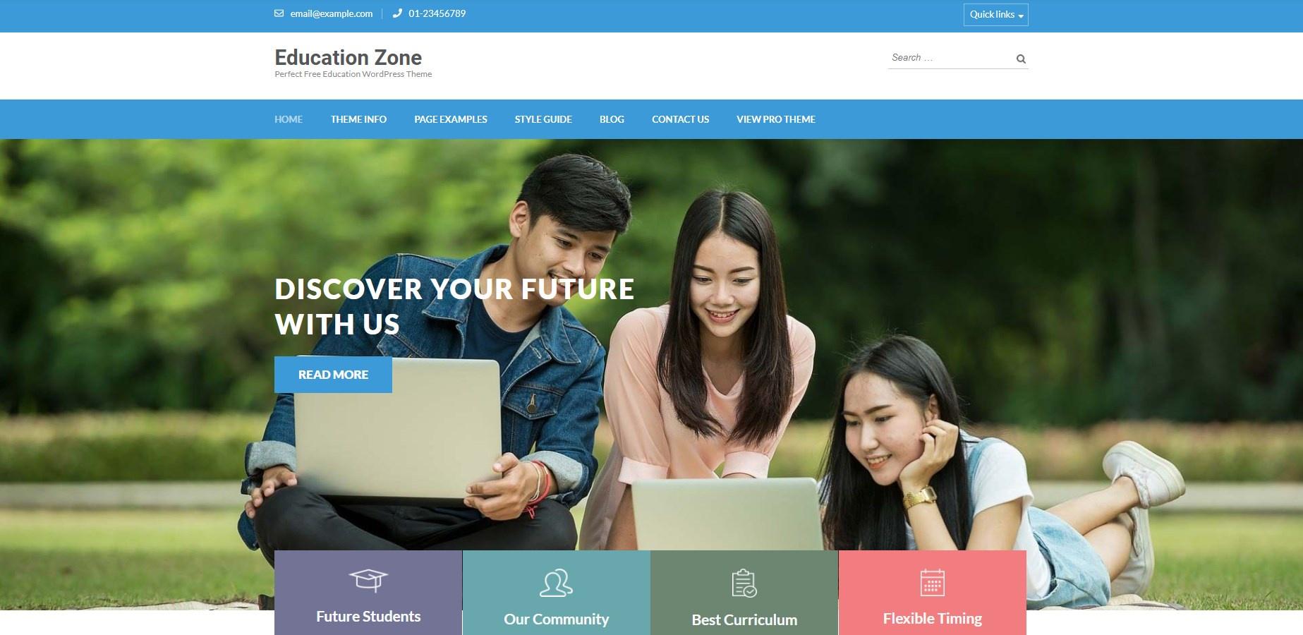 Education Zone 是一个免费的教育 WordPress 主题,可以灵活用于任何学校网站。