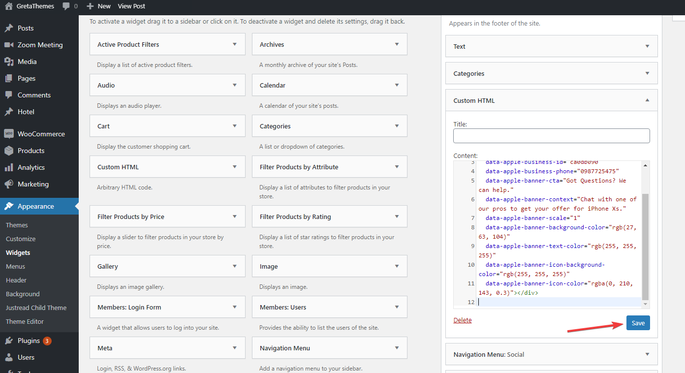 Utilisez le code pour insérer le bouton de chat professionnel