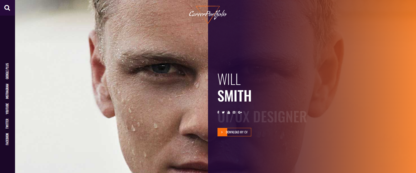 Career Portfolio est un thème de CV en ligne gratuit avec un design attrayant, une grande taille de police et une mise en page claire