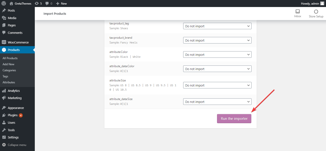 Exécuter l'importateur