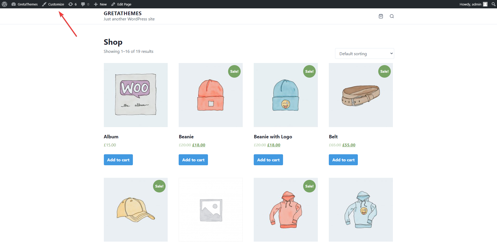 Choisissez la page du produit comme page d'accueil