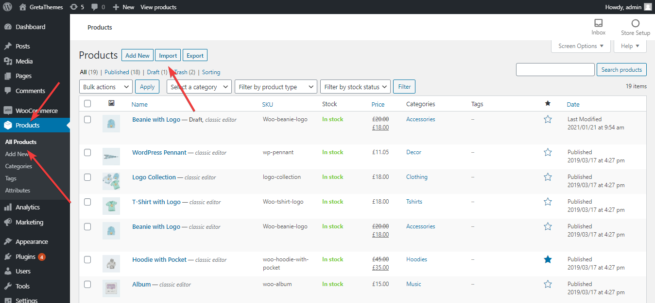 Ajouter des produits simples en vrac avec la fonction d'importation