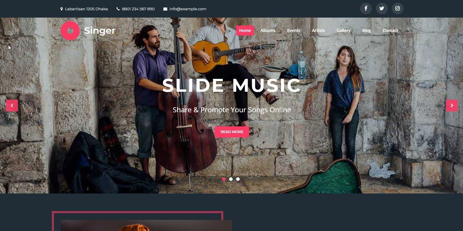Creativ Singer - это бесплатная тема WordPress для музыкального блога с современным гибким дизайном.
