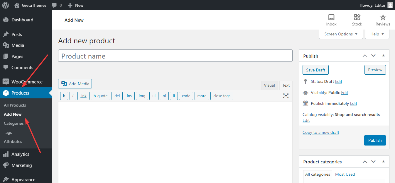将产品添加到 WordPress 网站