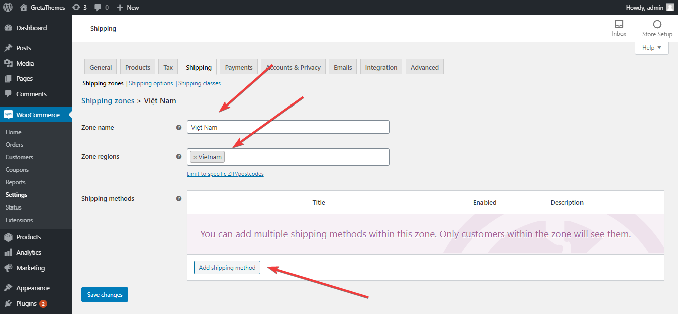为在线商店添加送货方式