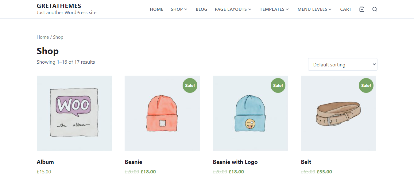 电子商务网站上的产品