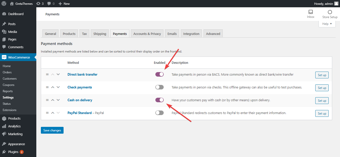 设置商店的付款方式