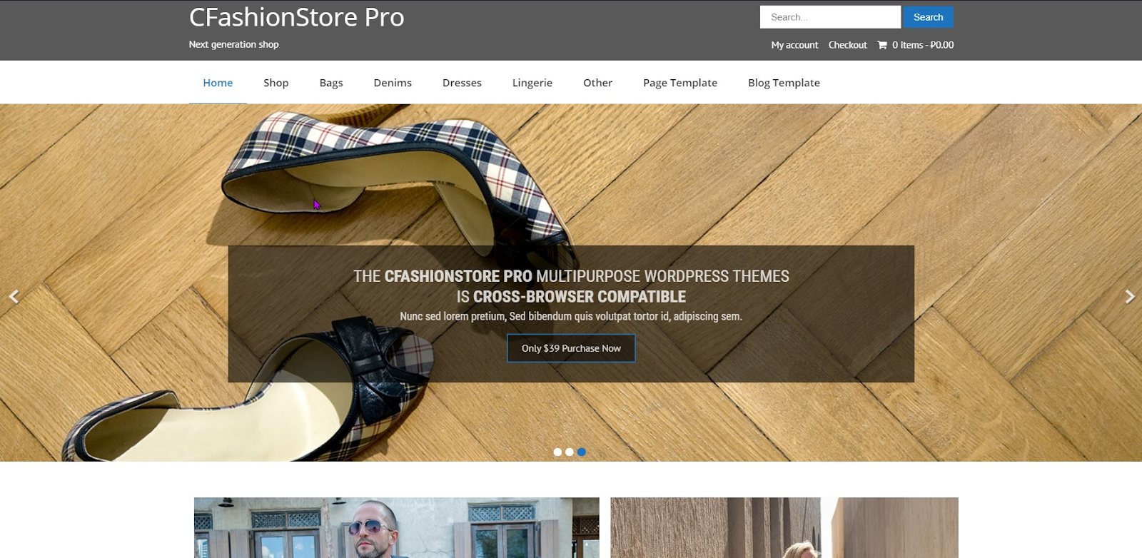 CFashionStore Lite عبارة عن سمة WordPress بسيطة مجانية لبدء موقع ويب