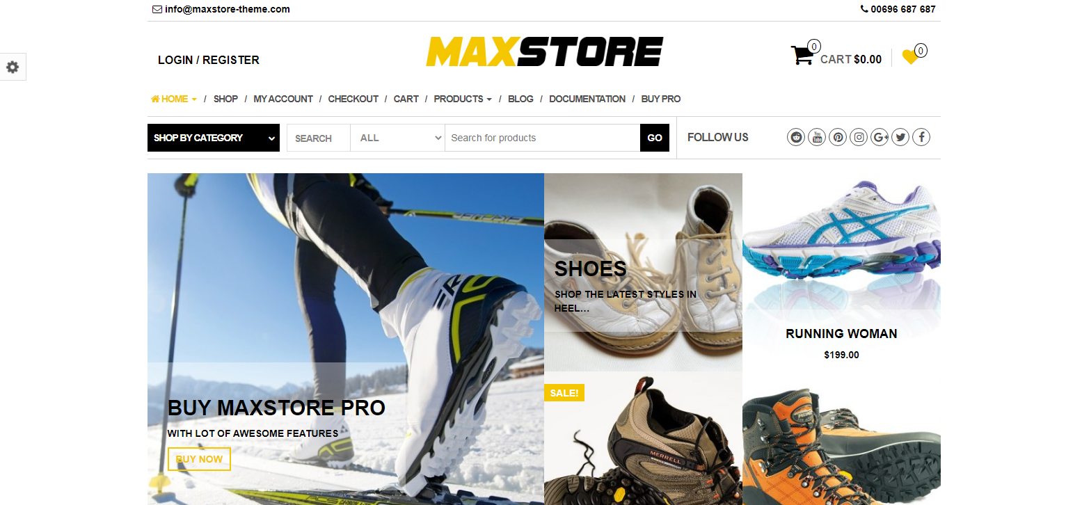 Maxstore هو موضوع WordPress مجاني مناسب للأزياء الرياضية