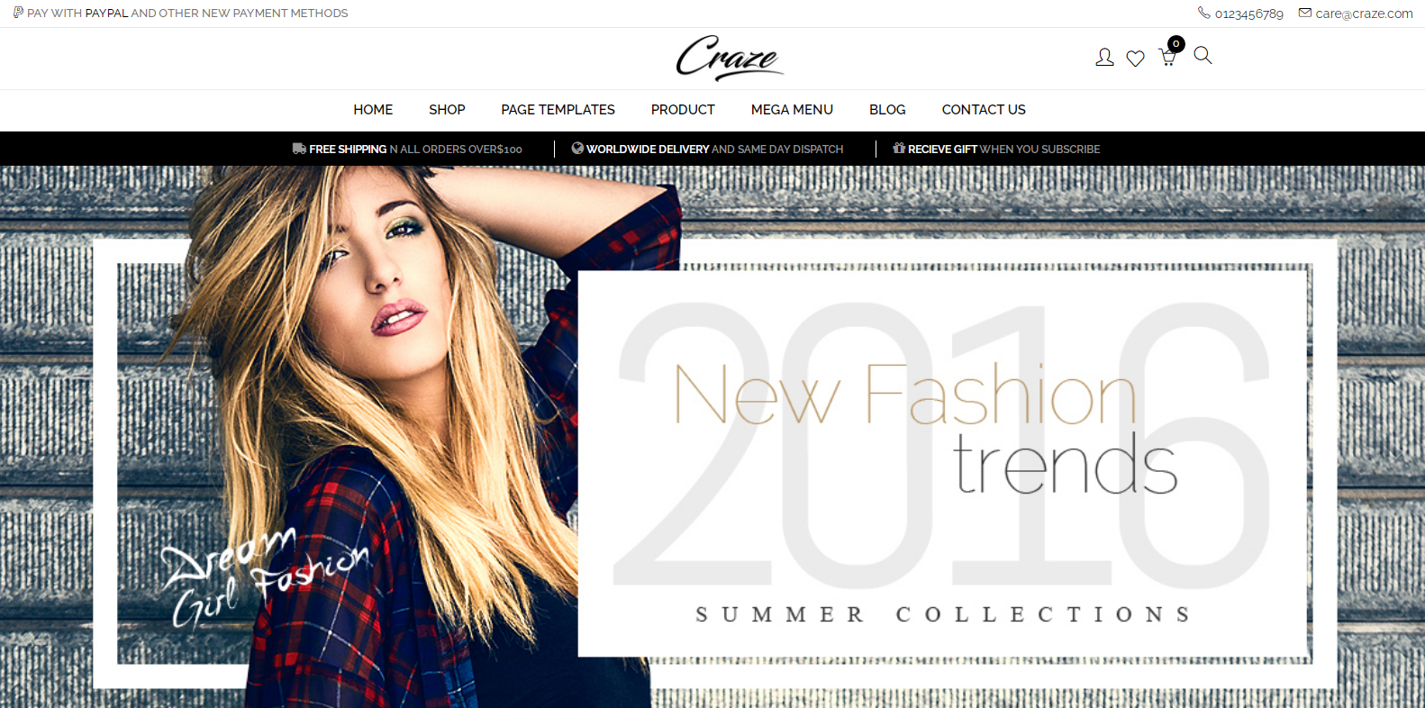 Craze هو موضوع ووردبريس رائع ومجاني لبونتيك على الإنترنت