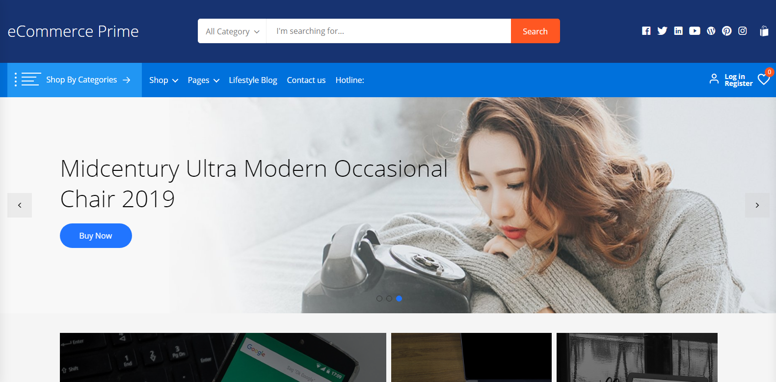 eCommerce Prime هي سمة WordPress مجانية للمتاجر عبر الإنترنت من أي فئة.