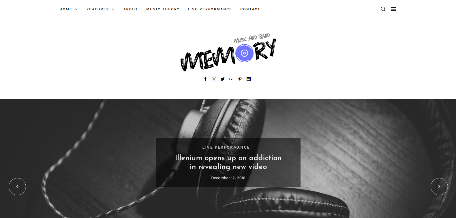الذاكرة هي سمة WordPress مناسبة لحفظ لحظة الموسيقى الثمينة بتصميم حديث وشبابي.