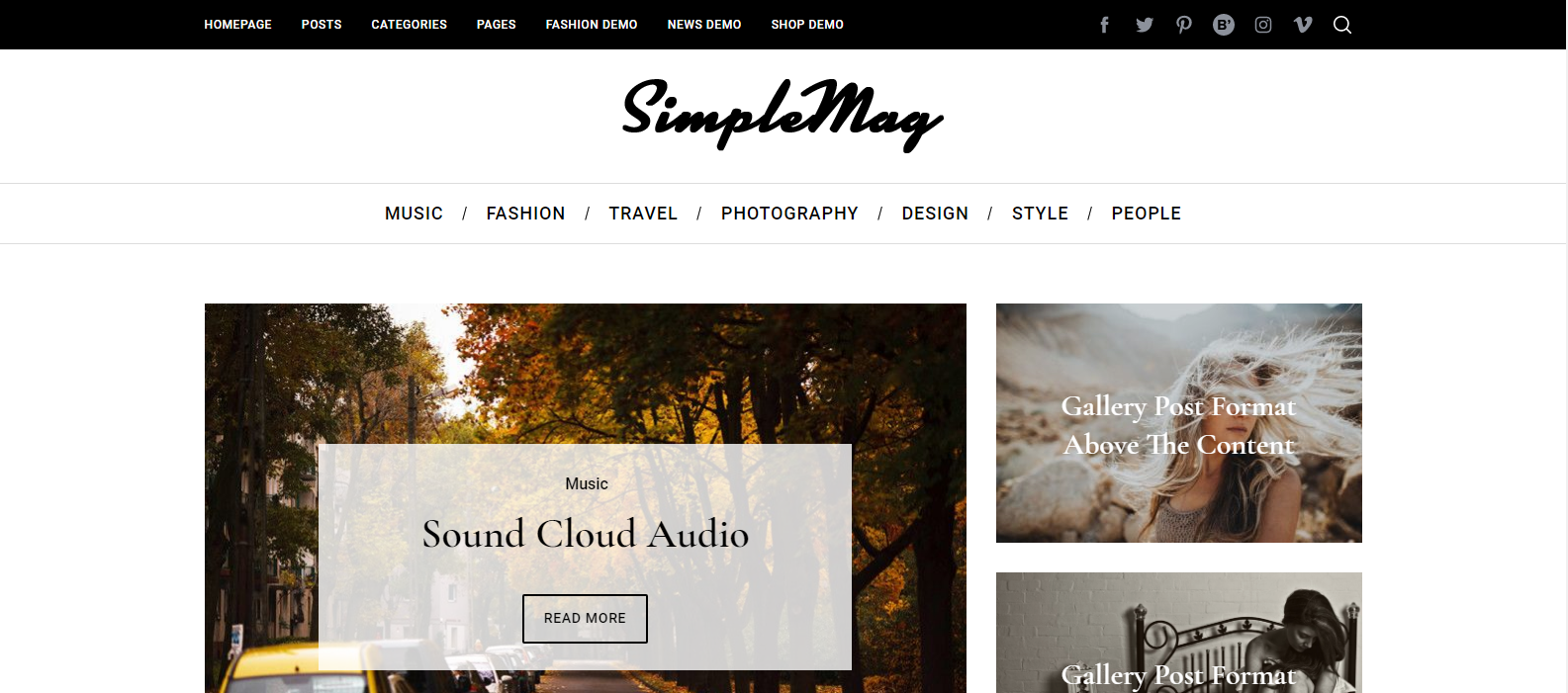 SimpleMag هو سمة WordPress جذابة تناسب أي مدونات فنية.