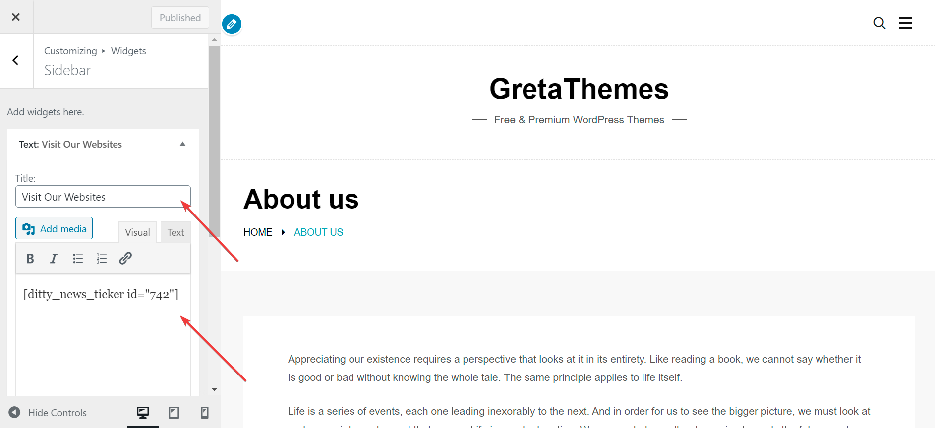 將您的短代碼粘貼到文本框中。