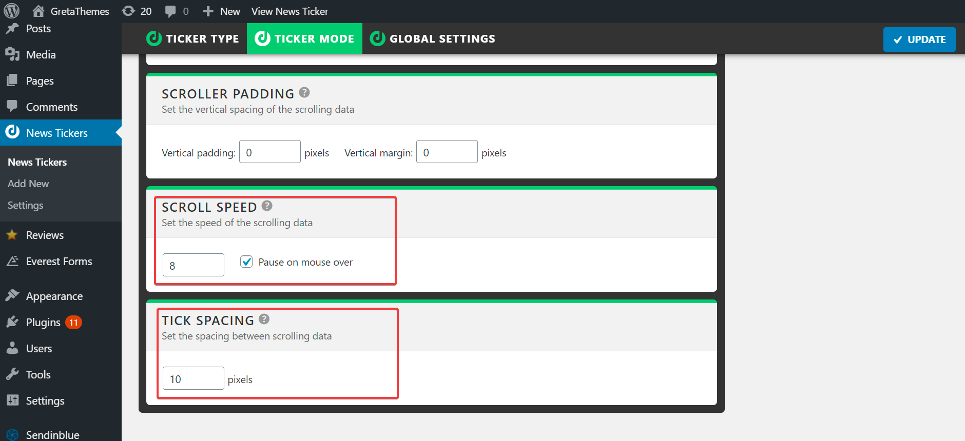 股票將在點擊時停止移動。