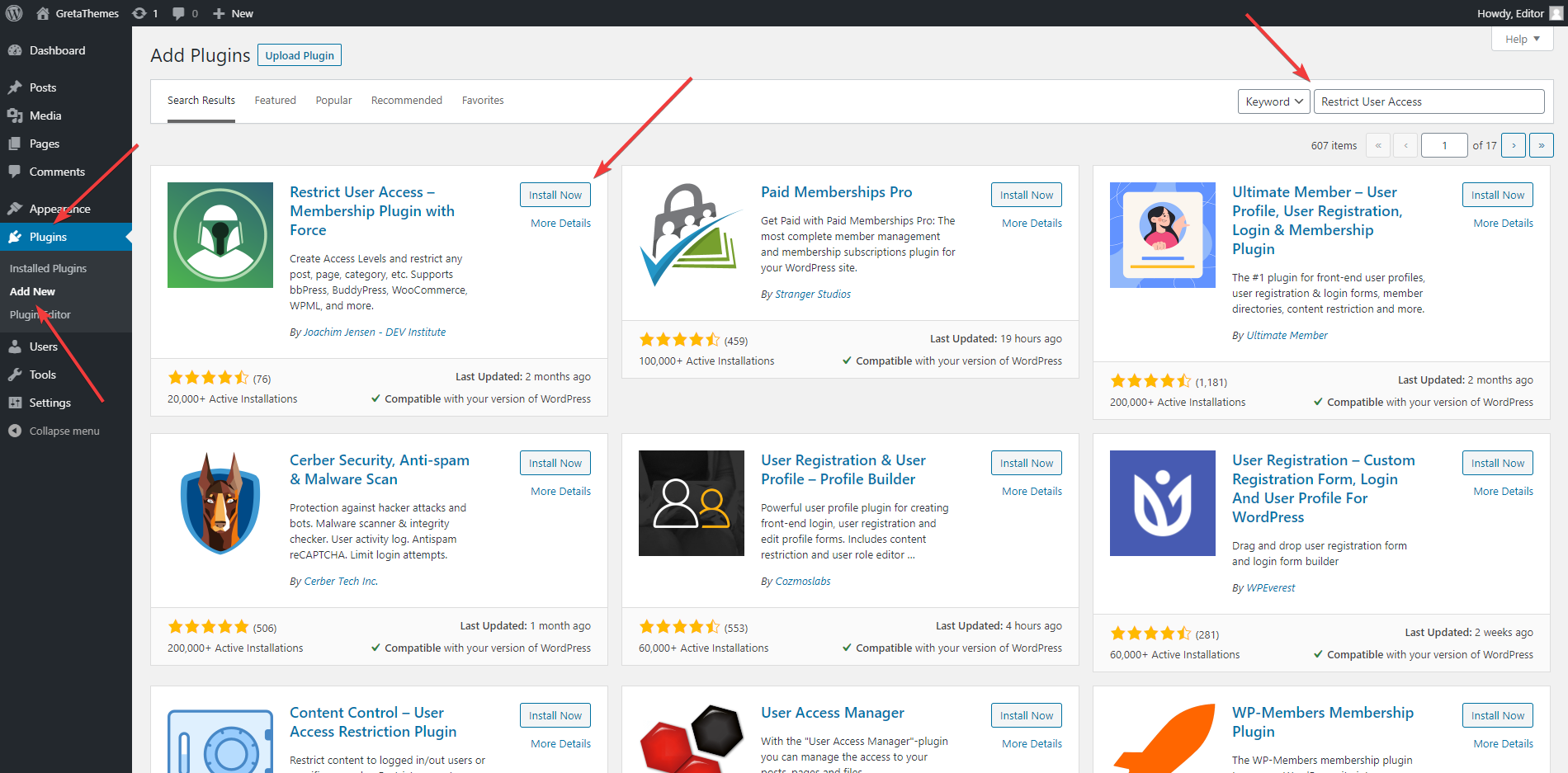 تثبيت وتفعيل البرنامج المساعد تقييد وصول المستخدم