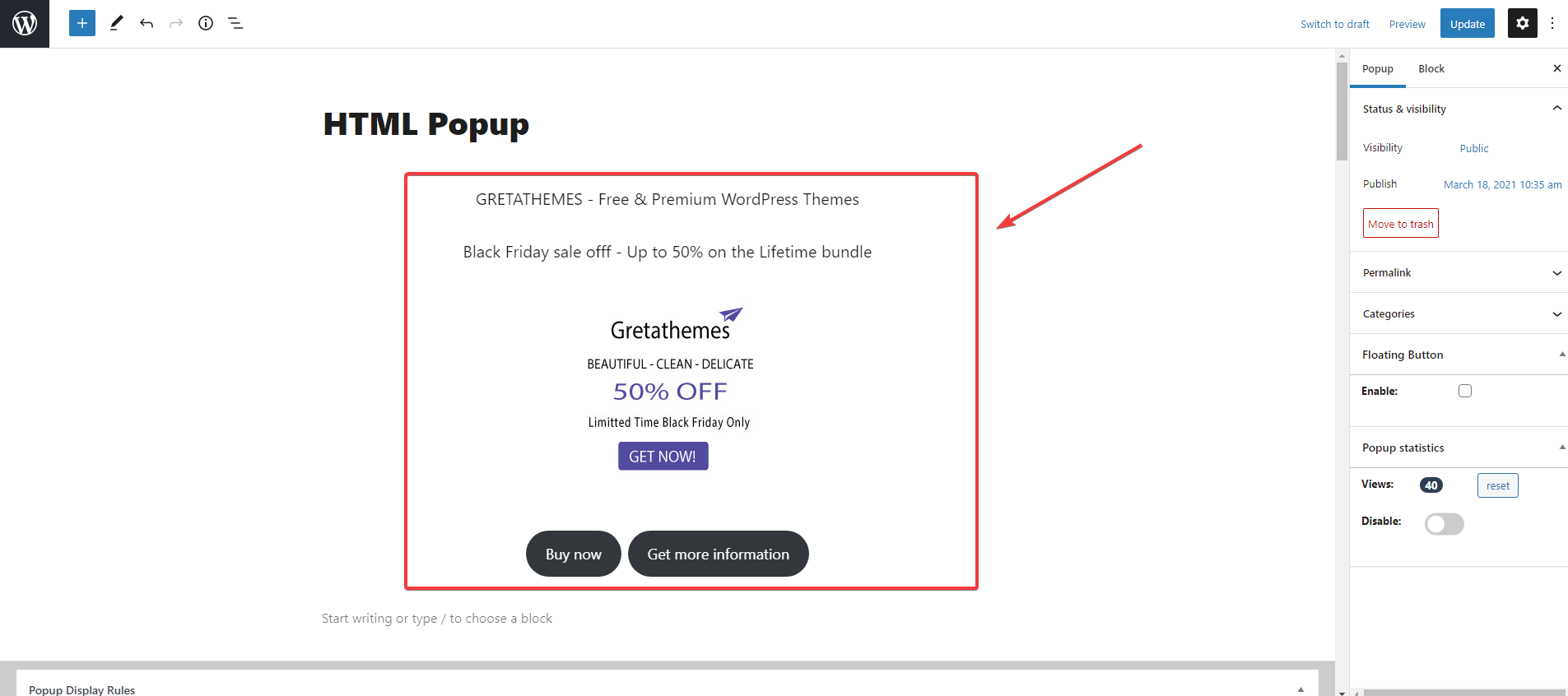 Добавить контент во всплывающее окно HTML так же просто, как написать сообщение.